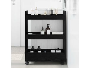 Chariot de rangement étroit pour bureau chêne noir 60x22x80 cm