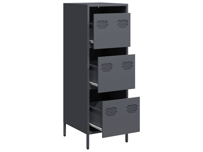  Buffet haut - bahut - meuble de rangement anthracite 39x35x103,5 cm acier  - Conforama D