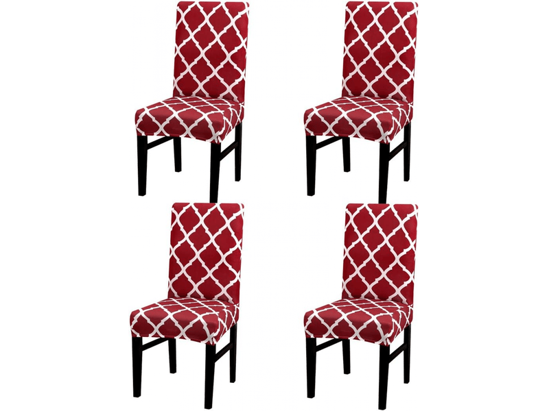  Lot de 4 housses de chaises de salle à manger élastiques, housses de chaises universelles pour la maison, les restaurants, les bars et les hôtels, rouges XLH-ZLS-009422MF - Conforama A