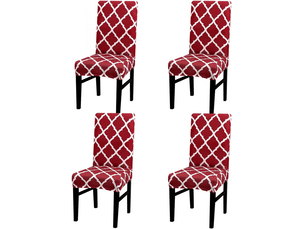 Lot de 4 housses de chaises de salle à manger élastiques, housses de chaises universelles pour la maison, les restaurants, les bars et les hôtels, rouges