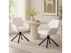 Lot de 2 chaises de salle à manger pivotantes,avec accoudoirs,tissu sherpa,blanc
