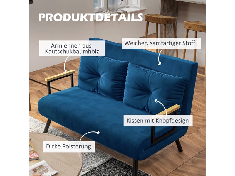 Fauteuil convertible lit 1 place velours bleu - dossier réglable 5 positions - structure acier solide - 102x73x81cm - Conforama D