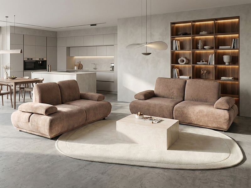  Ensemble de salon 5 places nacka marron  - Conforama B