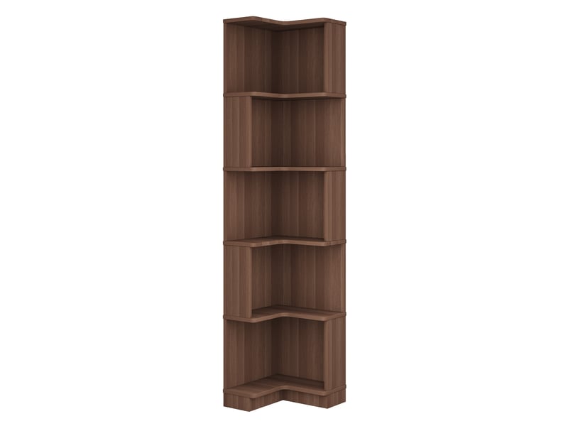 Bibliothèque d’angle 63,5 x 45 x 175 cm, 5 niveaux, éclairage LED RGB avec contrôle par application, rangement multifonction, marron - Conforama W