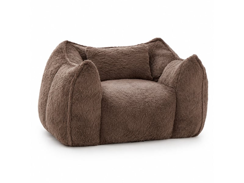  Fauteuil poire modenvie grand format avec coussin en fausse fourrure kaki 123 x 97 x 73 cm  - Conforama A