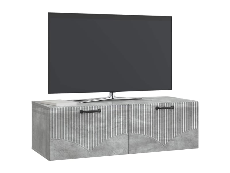  Meuble tv - banc tv - meuble de rangement mural gris béton 98 x 41 x 30 cm bois d'ingénierie  - Conforama C