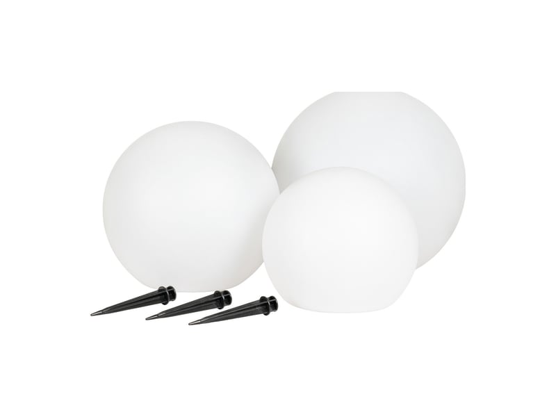  Lifton — set de 3 sphères led solaires de jardin en 3 tailles, blanches, ip44  - Conforama B