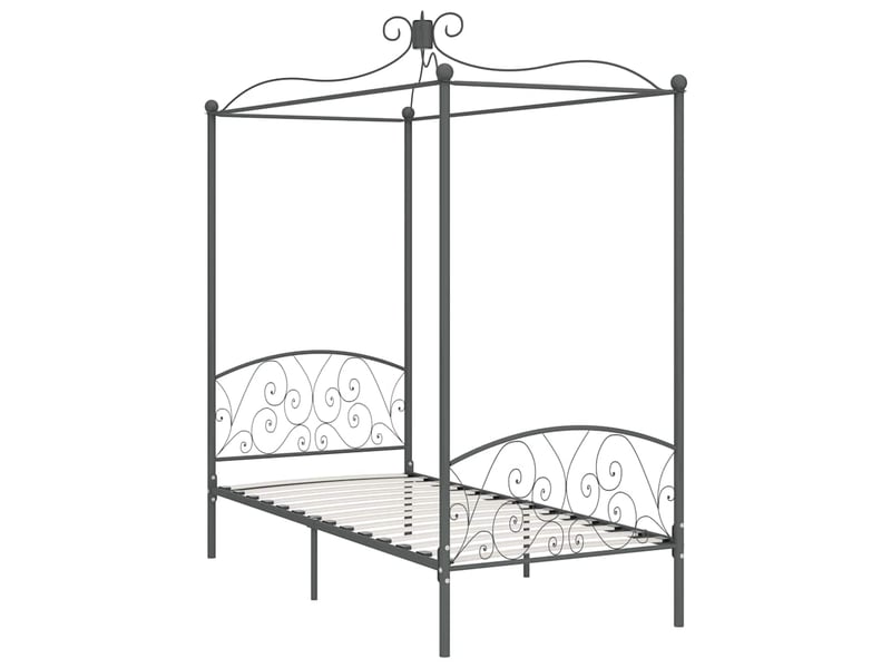  Lit simple- lit adulte -  cadre de lit à baldaquin sans matelas gris métal 100x200 cm  - Conforama A