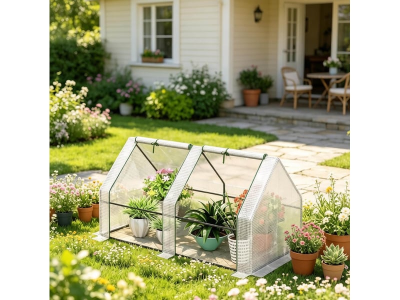  Mini-serre de jardin 180 x 90 x 90 cm avec bâche en polyéthylène 140 gm² et 2 fenêtres enroulables  - Conforama B
