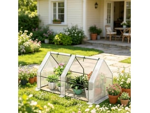 Mini-serre de jardin 180 x 90 x 90 cm avec bâche en polyéthylène 140 gm² et 2 fenêtres enroulables