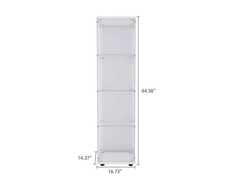  Vitrine en verre 4 niveaux simple porte - 42,5 x 36,5 x 164 cm - blanc - meuble de rangement - mobilier salon  - Conforama B