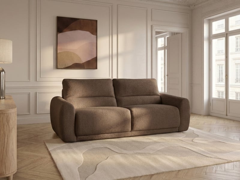  Bobochic canapé droit convertible minorque ouverture express tissu chenille marron 140x200 MINORQUE - Conforama D