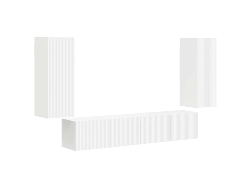  Ensemble de meuble tv - banc tv - meuble de rangement mural 4 pcs blanc bois d'ingénierie  - Conforama A