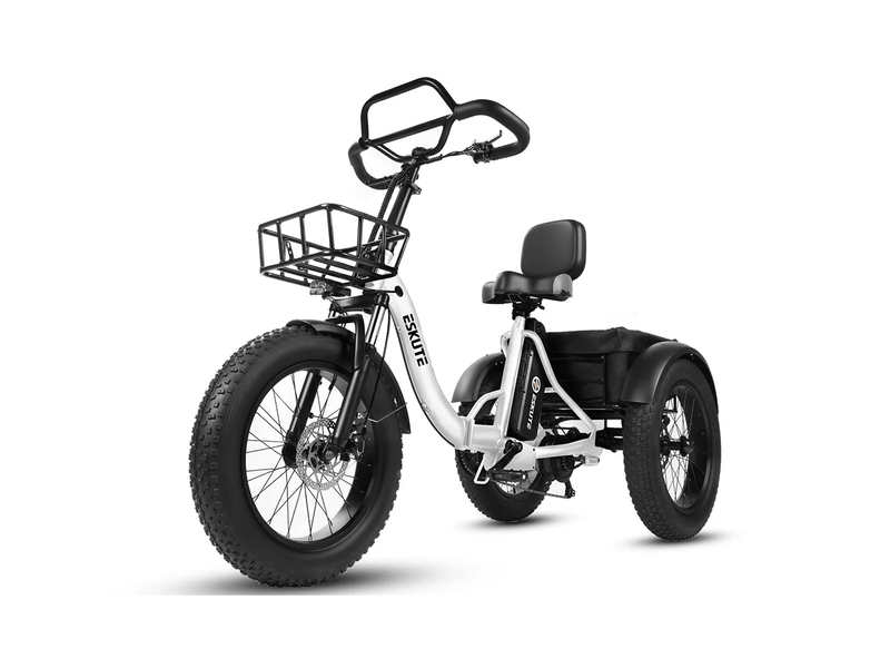  Tricycle électrique 20 pouces eskute t302pro, 48 v 250 w 20,8 ah, confort ergonomique, blanc  - Conforama C