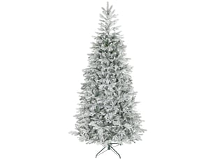 Sapin de noël enneigé de 210 cm avec branches réalistes et pied métallique pliable
