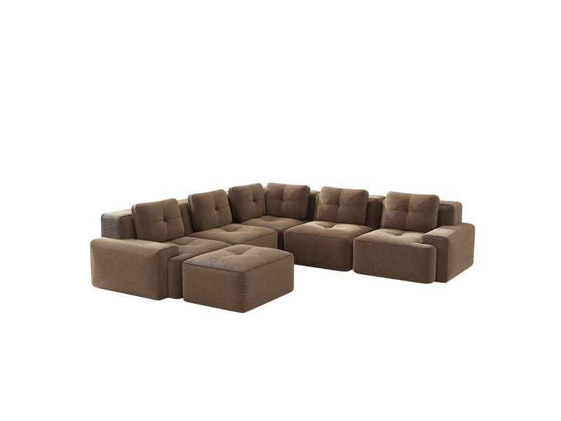 Grand canapé panoramique modulable velours côtelé marron – 295 x 295 x 69 cm Fay Lum - Conforama A