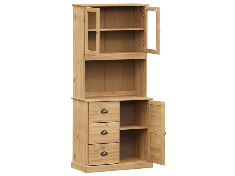  Buffet haut - bahut - meuble de rangement vigo 78x40x175 cm bois massif de pin  - Conforama D