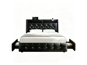Lit 2 places 160x200 cm   EBD859Q-BK coloris noir