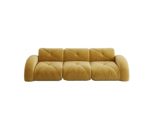Canapé modulable 3 places 281x95x76 cm, sans montage, dossier ergonomique, assise spacieuse, revêtement en chenille, jaune