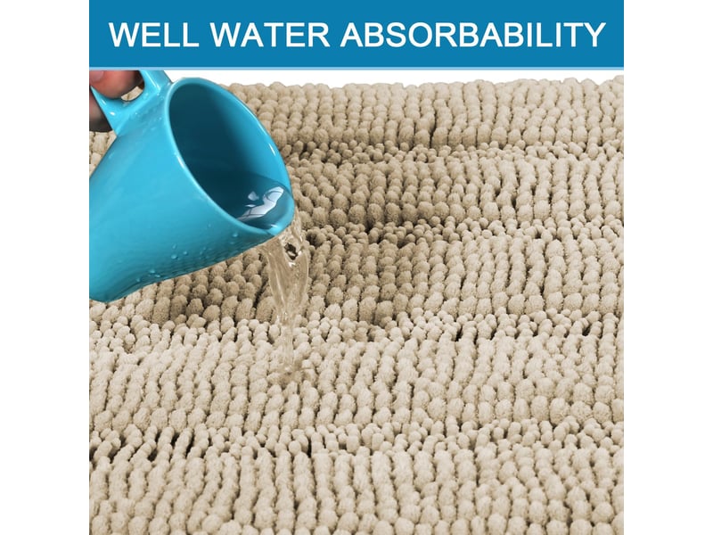  Tapis de bain blanc 43 x 61 cm + 51 x 81 cm, lot de 2, en chenille extra épaisse antidérapante  - Conforama C
