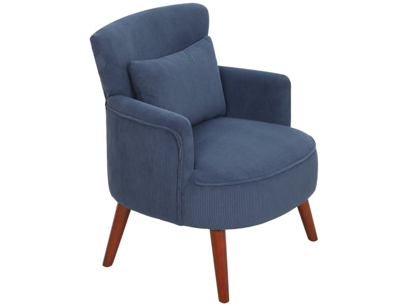 Fauteuil de salon - fauteuil moderne, fauteuil d'appoint rembourré avec coussin lombaire, bleu, 69.5 x 69 x 78 cm - Conforama A