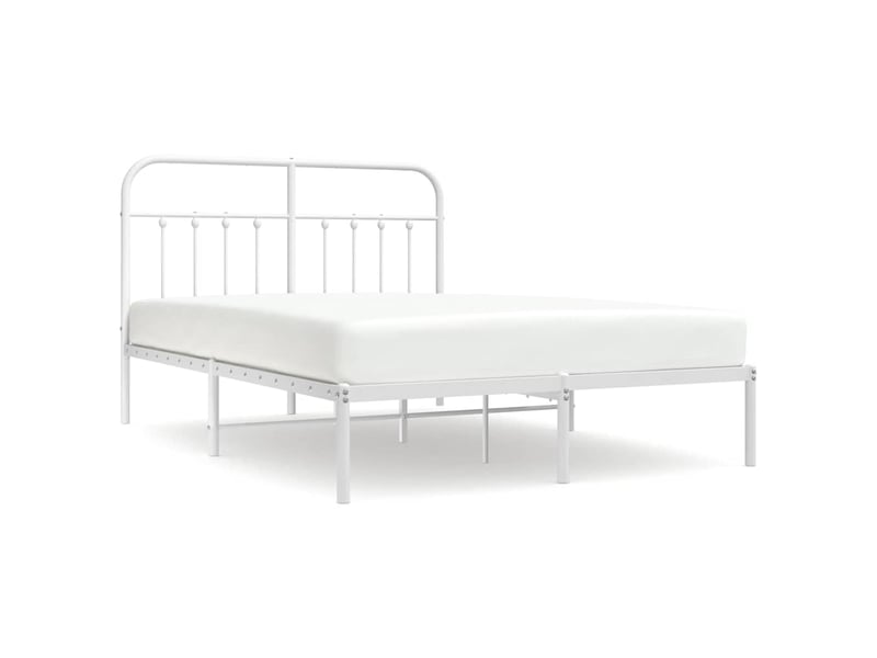  Lit double- lit adulte -  cadre de lit métal sans matelas et tête de lit blanc 150x200 cm  - Conforama A