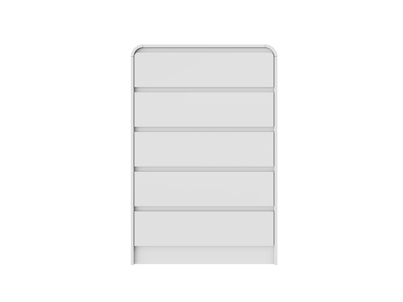 Commode de chambre, 73x40x110cm, avec 5 tiroirs et éclairage led, en bois, style moderne, blanc - Conforama A