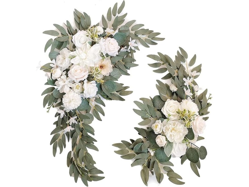  Kit de fleurs artificielles pour arche de mariage (un ensemble) convient pour la décoration de la cérémonie et de la réception de mariage (blanc)  - Conforama A