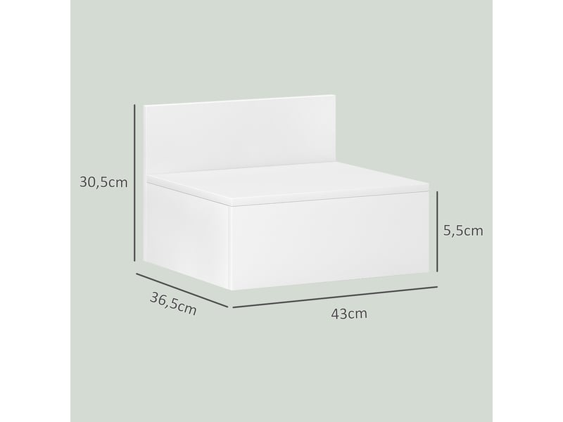  Ensemble de 2 tables de chevet suspendues avec tiroir, 43 x 36,5 x 30,5 cm, blanches  - Conforama E