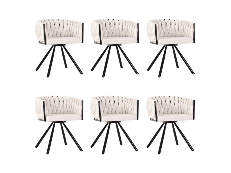  Lot de 4 chaises de salle à manger 72x59x54 cm, en tissu velouté beige, structure métallique, pivotante  - Conforama A