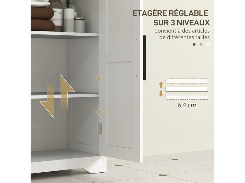  Meuble de salle de bain, meuble de rangement, avec 4 tiroirs, 1 placard, pour petits espaces, blanc, 81,2 x 30 x 83,8 cm  - Conforama E