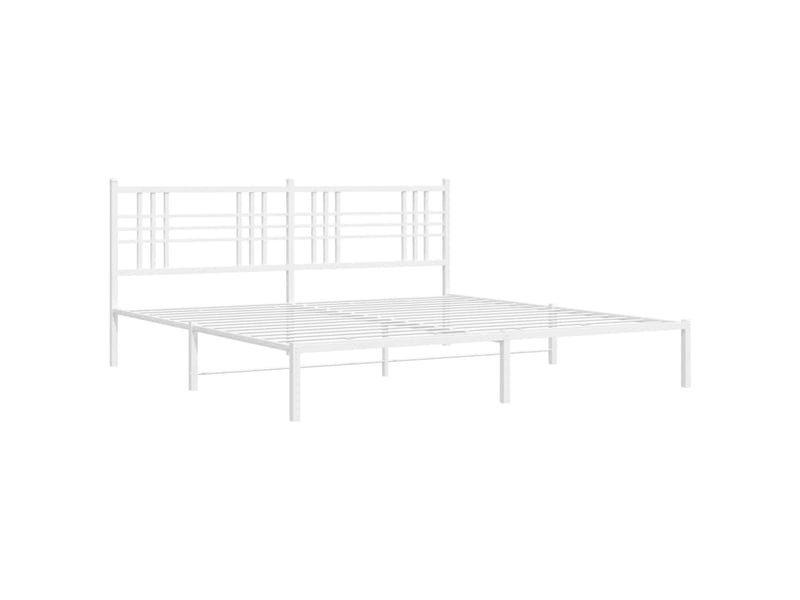  Lit double- lit adulte -  cadre de lit métal sans matelas et tête de lit blanc 200x200 cm  - Conforama B