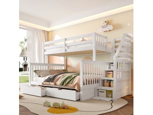 Lit superposé 90/120/140 cm <strong>HAVRYA</strong>  <strong></strong> coloris blanc