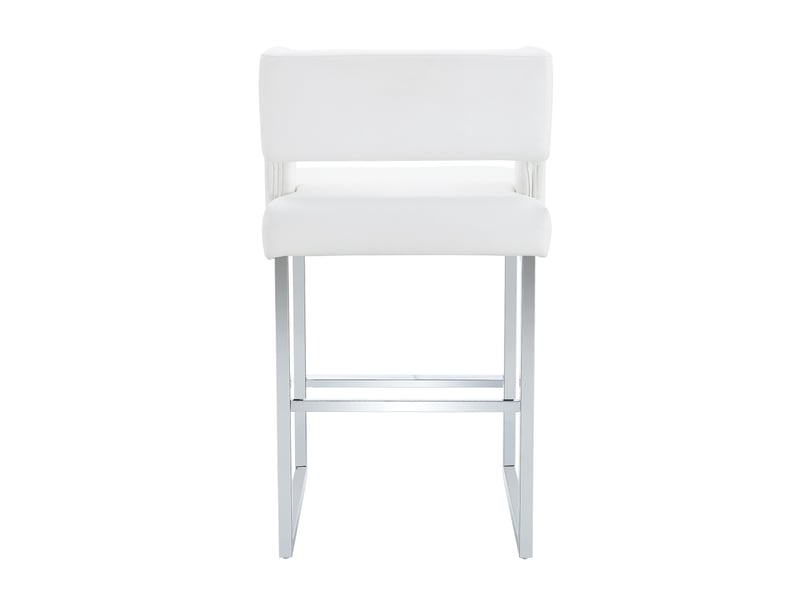  Lot de 2 tabourets de bar 53x48x91 cm, chaises hautes avec assise carrée, meuble cuisine, pieds métal argenté, pu blanc  - Conforama R