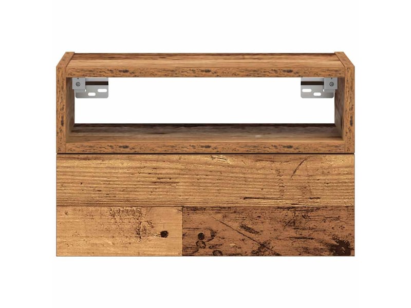  Table de chevet - cabinet de chevet - table de nuit murale vieux bois 45x26x28,5 cm  - Conforama C
