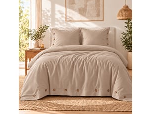Housse de couette 240 x 220 cm + 2 taies 65 x 65 cm 100% percale de coton 120 fils perrine ficelle