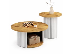 Table basse rond(e) coloris naturel OKMYHOME - 75 cmx45 cm