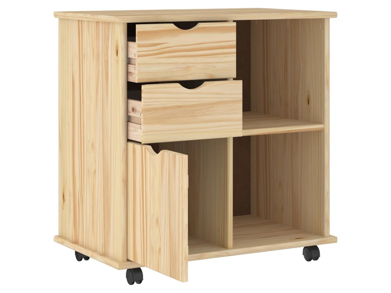  Caisson roulant de bureau 63,5 x 39 x 65,5 cm bois de pin massif marron shl6234  - Conforama C
