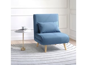Fauteuil convertible design scandinave - coussin - bois tissu bleu