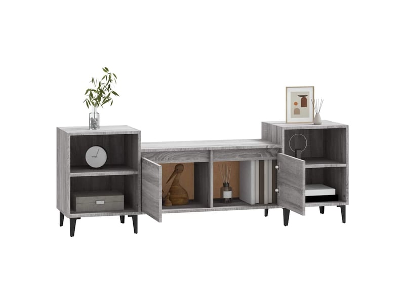  Meuble tv - banc tv - meuble de rangement sonoma gris 160x35x55 cm bois d'ingénierie  - Conforama D