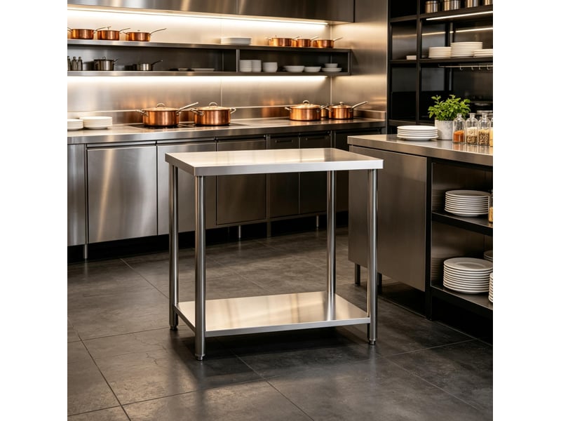  Table de travail inox 2 niveaux avec étagère 90 x 60 cm homvra  - Conforama B