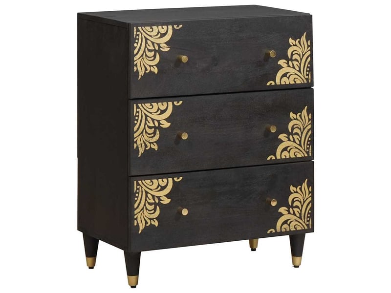  Buffet - bahut - meuble de rangement 2 pc 60 x 33 x 75 cm bois de mangue massif noir  - Conforama D