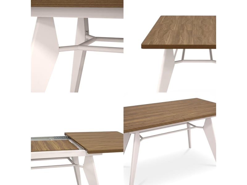  Table à manger extensible 140180cm pieds métal beige et plateau finition noyer meloe MELOE - Conforama D