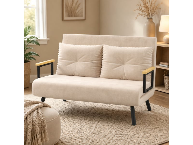  Fauteuil convertible beige avec dossier réglable 102 x 73 x 81 cm  - Conforama C