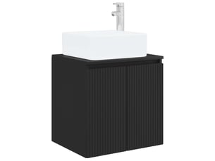 Vanité de lavabo mural, meuble de rangement noir 49.5x41x63 cm bois d'ingénierie