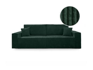 Canapé droit convertible LOUNGITUDE FARAH 3 places Velours vert avec coffre de rangement