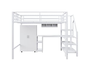 Lit mezzanine 140x200 cm <strong>ZOVIRA</strong>  <strong></strong> coloris blanc
