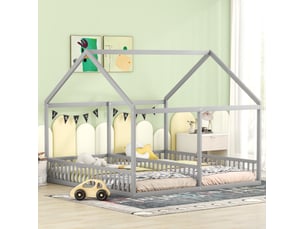 Lit cabane 2x90x200 cm <strong></strong> <strong></strong> coloris gris