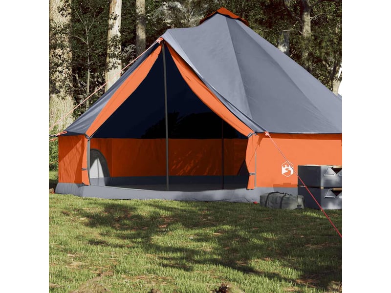 Tente de camping, tente familiale tipi 8 personnes gris et orange imperméable shl62754 - Conforama B