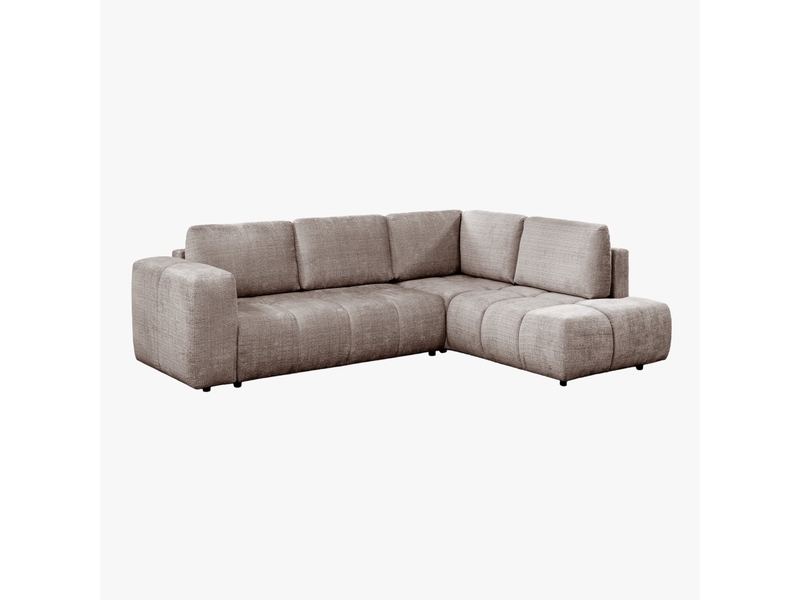 Canapé d'angle convertible en tissu taupe - angle droit - Conforama C